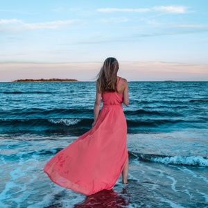 Ceremony pink orange maxi dress